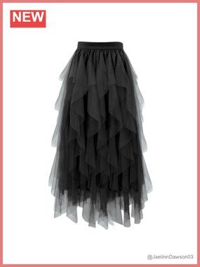 Layered Mesh Tulle A-Line Skirt High Waisted Fluffy Fairy Party Skirt